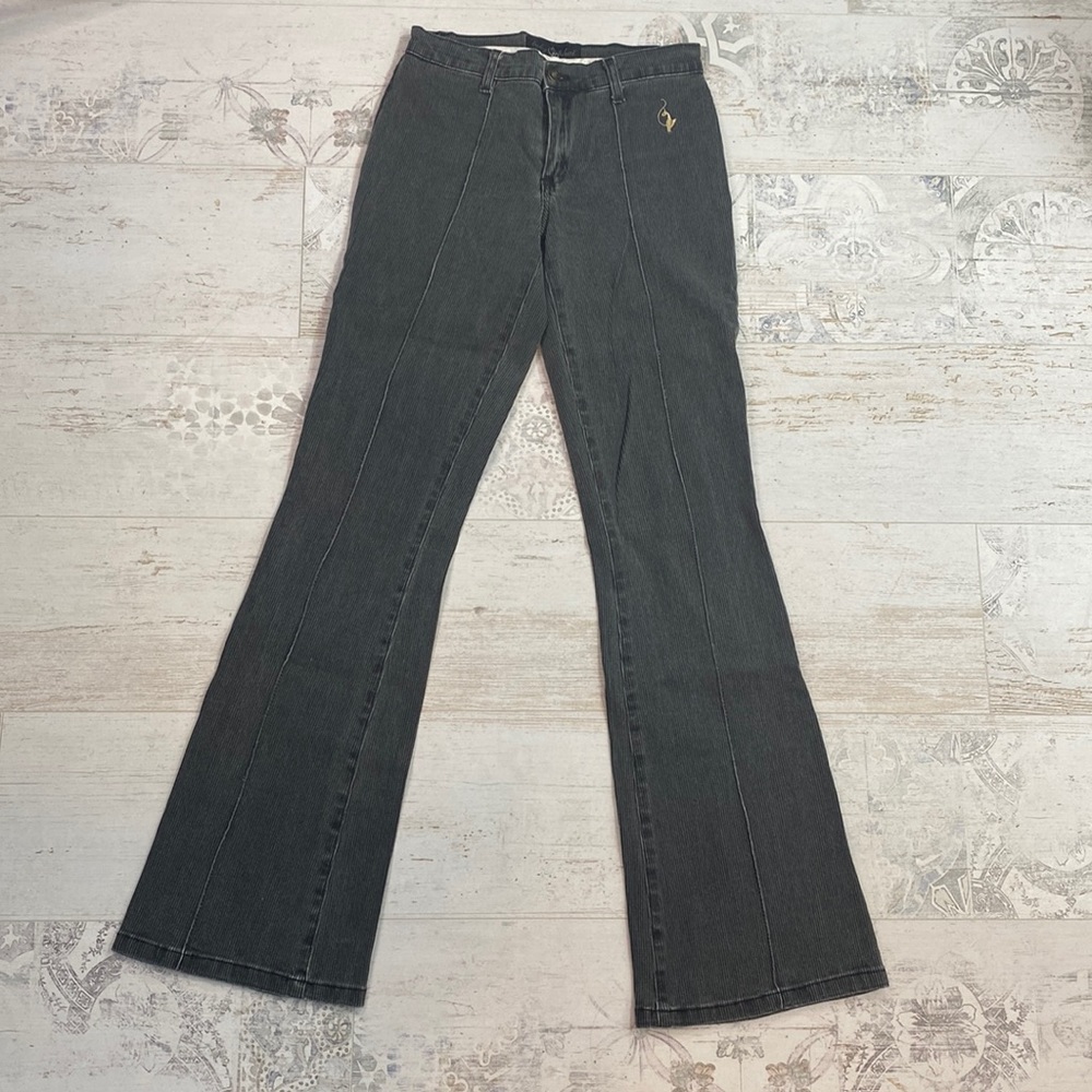 Vintage Baby Phat Grey Stripe Texture Flare Jeans